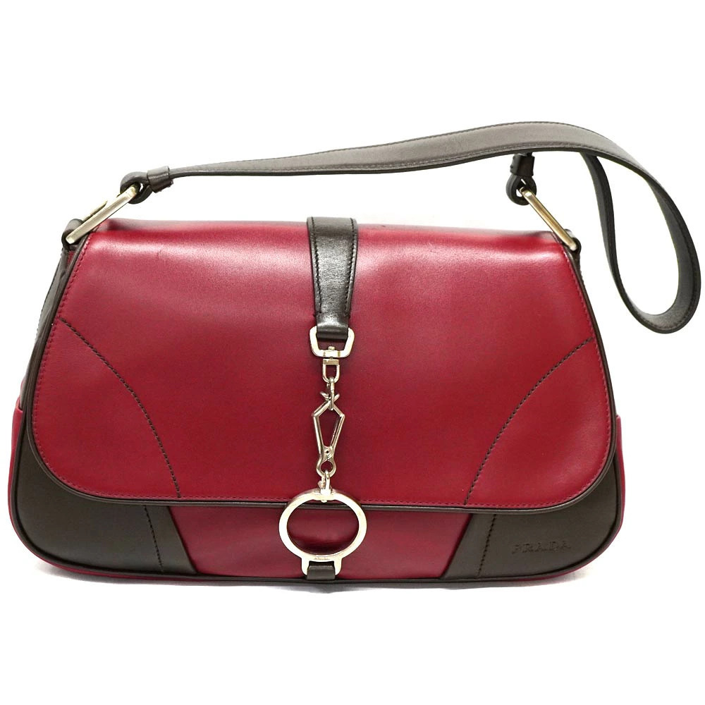 PRADA Hobo Bag Red Bordeaux Purple Brown